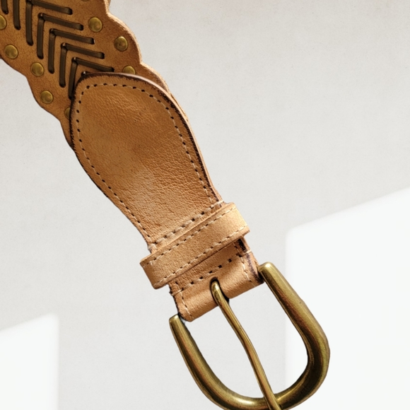 ANOTHER LINE | Vintage Tan Leather Belt Sz.M - Picture 6 of 7